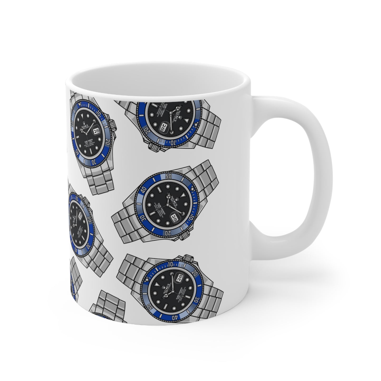 Rolex Submariner Blue Watch Collector Art Ceramic Coffee Mug 11oz