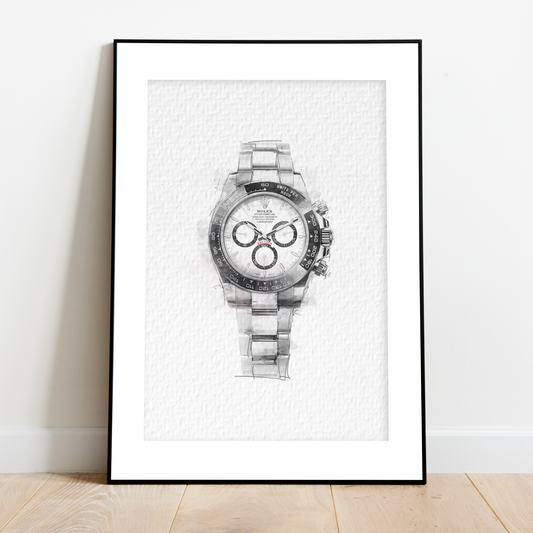 Rolex Daytona Panda Watercolor Style Art Poster