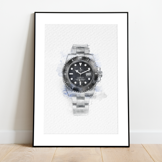 Rolex Submariner Watercolor Style Art Poster